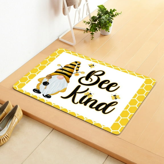 Vikakiooze Sunflower bee gnome print floor mat Washable Decorative Doormats Non Slip mat