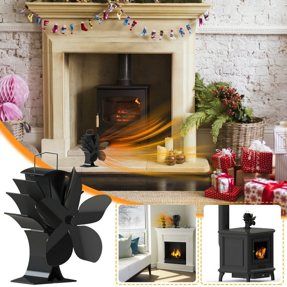 Vikakiooze Thermal Power Fireplace Fan Real Fire Wood Fireplace Fan 5-leaf Heating Stove Kerosene Stove Fan Petals