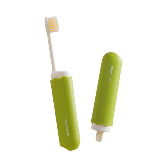 Vikakiooze Travel Folding Toothbrush Soft Bristle Brush Head Comfortable Convenient Compact Outdoor Storage Small Ice Cream Folding Toothbrush