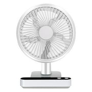 Vikakiooze USB Desk Fan, Cordless Rechargeable Mini Portable Fan, Automatic Shaking Head Desktop Fan With 4 Speeds, LED Display, Strong airflow Quiet Operati