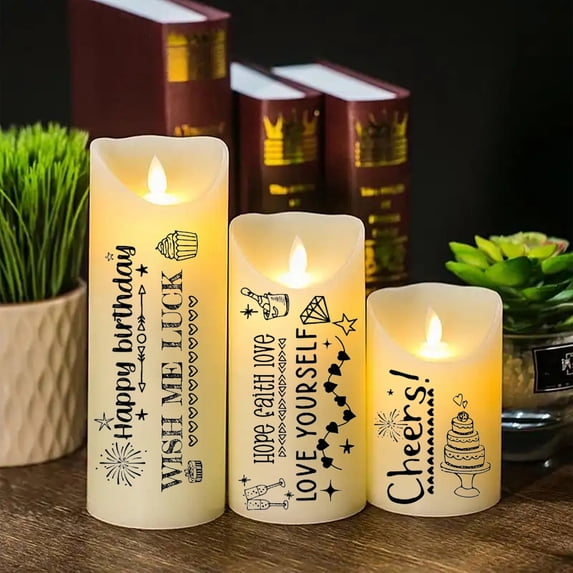 Vikakiooze Valentine'S Day Birthday Party Candle Water Transfer Sticker, Theme Activity Mood Candle Decoration Ultra Light Water Sticker