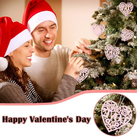 Vikakiooze Valentine'S Day Pendant Crafts, 10pcs Valentines Day Decoration Heart-shaped Mask Souvenir Tree Hanging OrNament