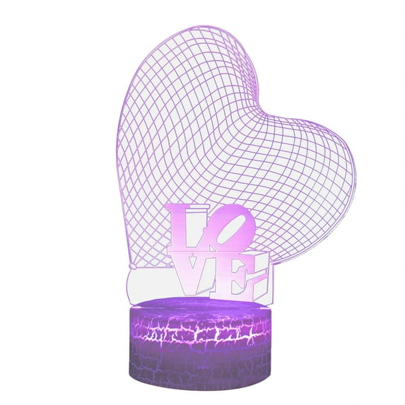 Vikakiooze Valentine's Day 3D Night Light LED Colorful 7-Color Desk Lamp Bedroom Home Decor Gift