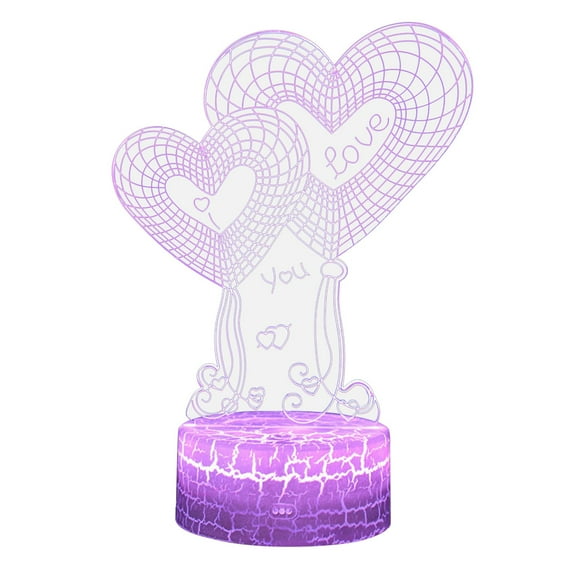 Vikakiooze Valentine's Day 3D Night Light LED Colorful 7-Color Desk Lamp Bedroom Home Decor Gift
