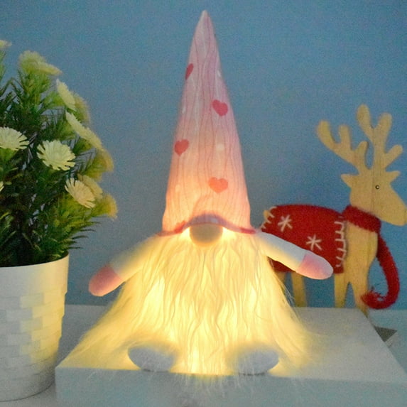 Vikakiooze Valentine's Day Ornaments Knitting Faceless Doll Decoration Lights Rudolph Dwarf Gnome Plush Ornaments Valentine's Gifts Doll Ornaments