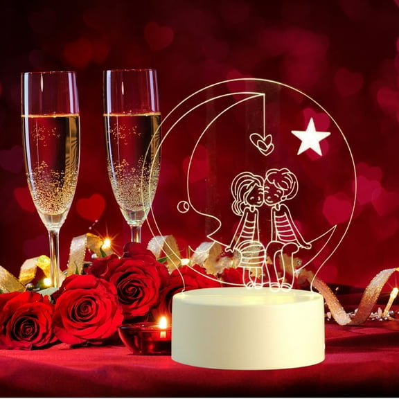 Vikakiooze Valentine's Day USB Acrylic 3D Night Light Lamp Home Landscape Decoration Gifts