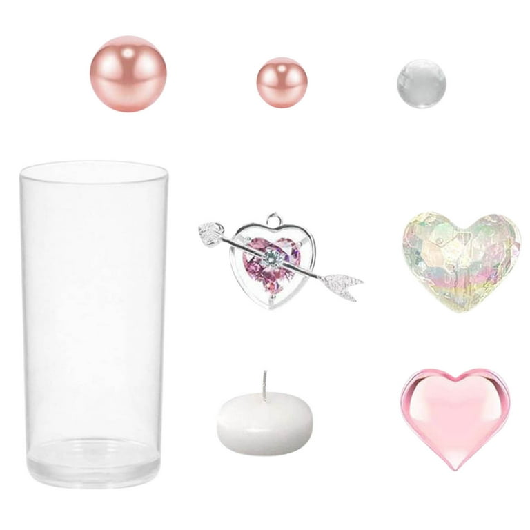 Vikakiooze Valentine's Day Vase Filler Wedding Decor Heart Shape Simulation  Pearl Water Gel Bead Floating Candles Centerpiece For Wedding Decor
