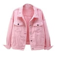 thumbnail image 1 of Vikakiooze Women Spring And Autumn Coats Warm Solid Long Sleeve Denim Jacket Outerwear, 1 of 5