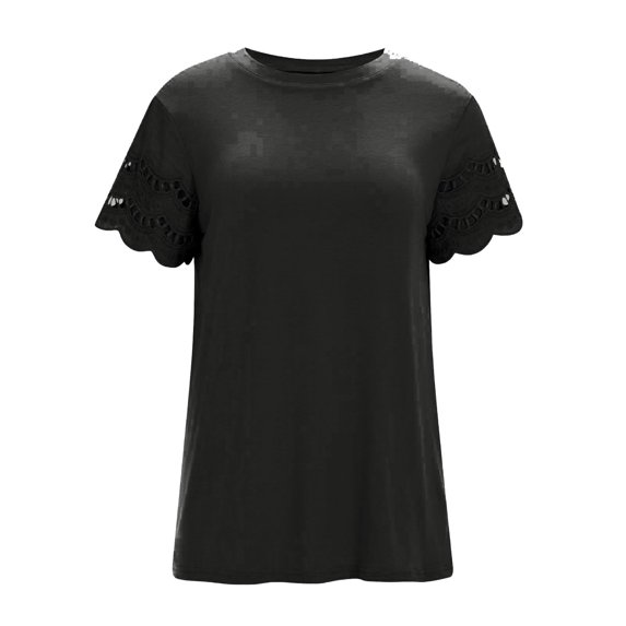 Vikakiooze Women's Casual Shoulder Short Sleeve Solid Color T-Shirt Top Blouse