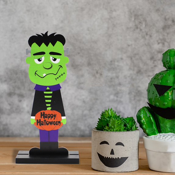 Vikakiooze Wooden Halloween Desktop Ornaments Haunted House Decoration Halloween Pumpkin๐๐