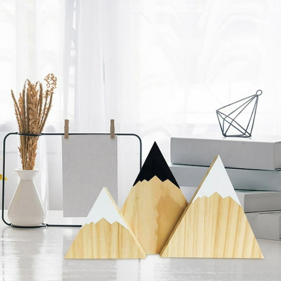 Vikakiooze Wooden Snow Mountain Decor,3Pcs Mini Wood Mountain Wall Art,Mountain Shelf Decor Mountain Wooden Signs Table Decor Centerpiece For Home Rustic Farmhouse