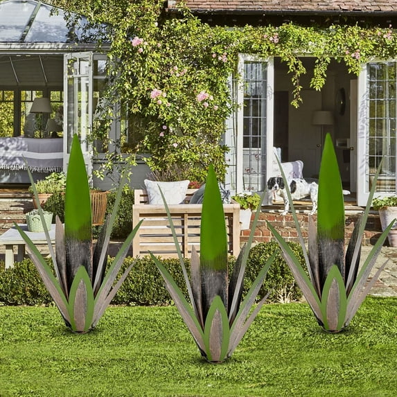 Vikakiooze Wrought Iron Plant Ornament,Tequila Rustic Sculpture Diy Metal Agave Plant Home Decor Rustic Garden Ornaments Outdoor Decor Figurines Home Yard Decorations Stakes Lawn Ornaments