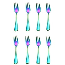 Vikakiooze under $10, Stainless Steel Colourful Forks 8PC for Fruit Desserts Ice Cream Cake Forks