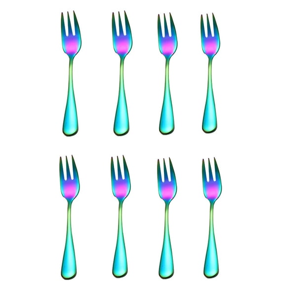 Vikakiooze under $10, Stainless Steel Colourful Forks 8PC for Fruit Desserts Ice Cream Cake Forks