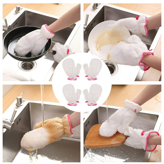 Vikakiooze under10, Bamboo Fiber Dishwashing Gloves Non-stick Oil Dish Cleaning Brush Bowl