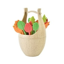 Vikakiooze under10, Wooden Barrel Leaf Fruit Fork Orange Creative Tube Fruit Fork Small