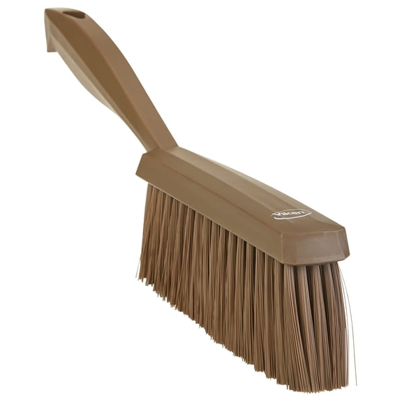 Vikan 458766 Bench Cleaning Brush, Polypropylene/Polyester Soft Bristle Dustpan Brush & Sweeper With Handle, 14-Inch, Brown J101