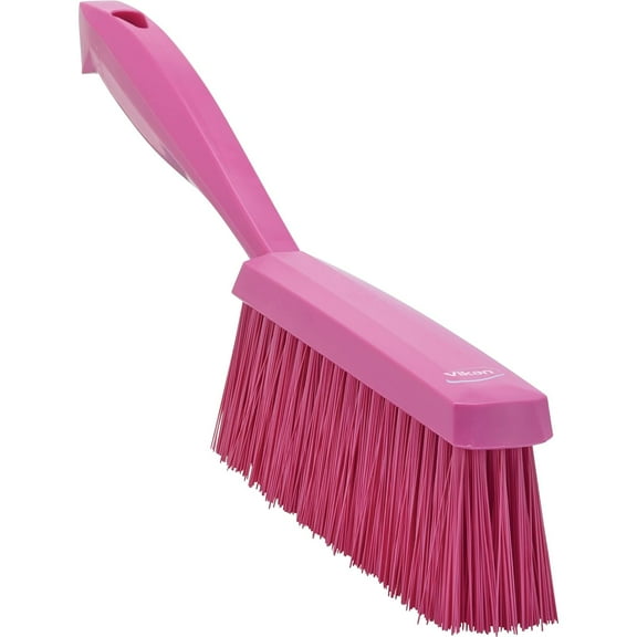 Vikan Bench Cleaning Brush, Polypropylene/Polyester Medium Bristle Dustpan Brush & Sweeper, 14 Inch, Pink Pink