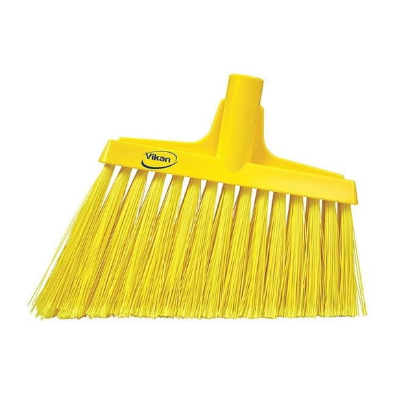 Vikan 9 in Sweep Face Angle Broom, Soft, Synthetic, Yellow 29166
