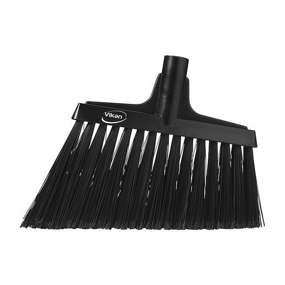 Vikan 9 in Sweep Face Angle Broom, Soft, Synthetic, Black 29169