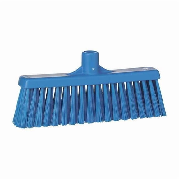 12 in Sweep Face Broom Head, Stiff, Synthetic, Blue 31663