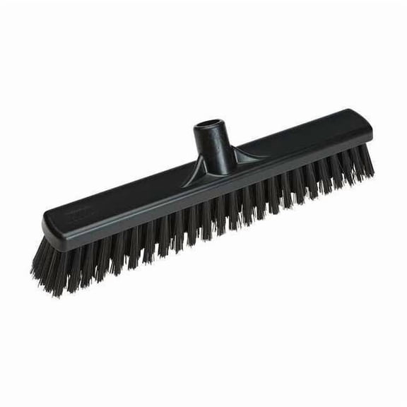 16 in Sweep Face Floor Broom, Soft/Stiff Combination, Synthetic, Black 31749