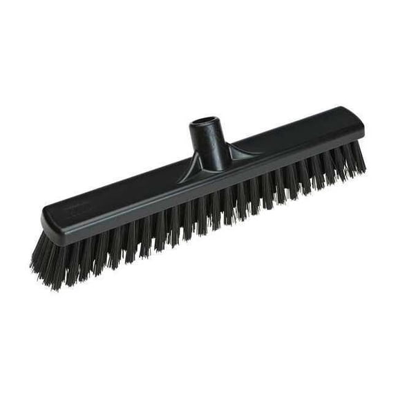 16 in Sweep Face Floor Broom, Soft/Stiff Combination, Synthetic, Black