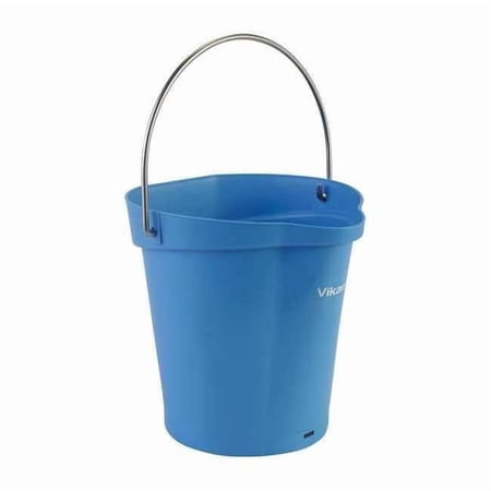1 1/2 gal Round Bucket, 9 19/32 in Dia, Blue, Polypropylene/Stainless Steel 56883