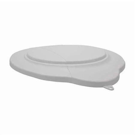 Round Pail Lid, 14 39/64 in Dia, White, Polypropylene 56935