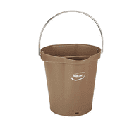 Vikan Round Bucket 1-1/2 Gal Brown Polypropylene Stainless Steel Handle Graduated Pail
