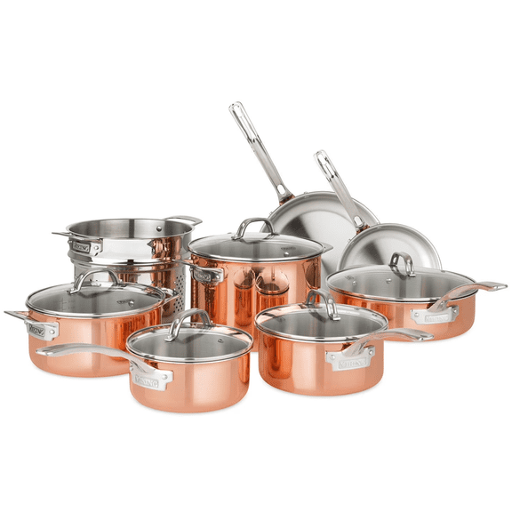 Viking 13-Piece Tri-Ply Copper Cookware Set Stainless Steel Kitchen Set
