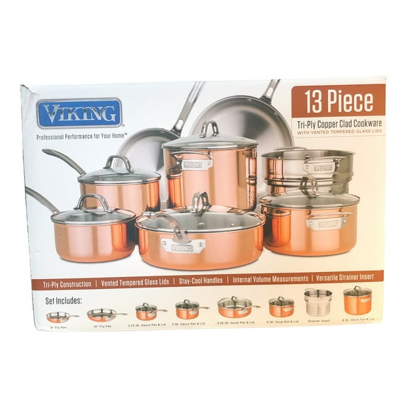 Viking 13-Piece Tri-Ply Copper Cookware Set