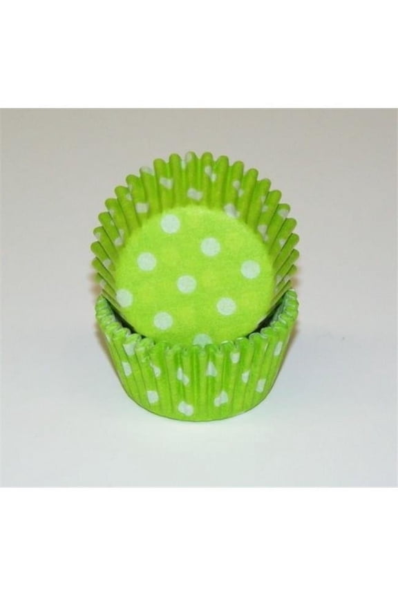 -275 POLKA DOT LIME GREEN 0.75 x 1.38 in. Greaseproof Baking Cup with Polka Dot Design - Lime Green - 1000 Piece