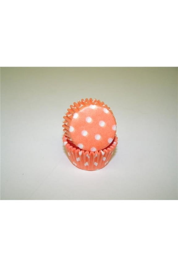 -275 POLKA DOT PEACH 0.75 x 1.38 in. Greaseproof Baking Cup with Polka Dot Design - Peach - 1000 Piece