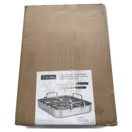 Viking 3-Ply Stainless Steel Roasting Pan with rack and Bonus Carving Set - Silver