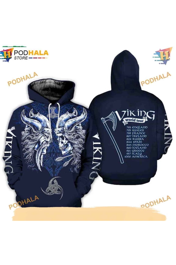 Viking 3D AOP Hoodie, All Over Print & Trending Apparel