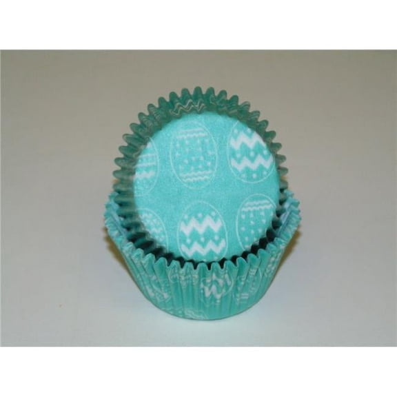 Viking -450C EASTER EGG DESIGN TEAL 1.25 x 2 in. Greaseproof Baking Cup with Easter Egg Design - Teal - 1000 Piece