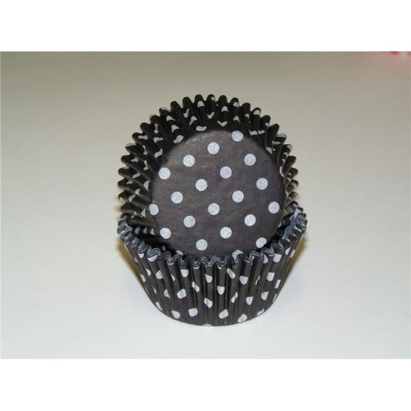 Viking -450C POLKA DOT BLACK 1.25 x 2 in. Greaseproof Baking Cup with Polka Dot Design - Black - 1000 Piece
