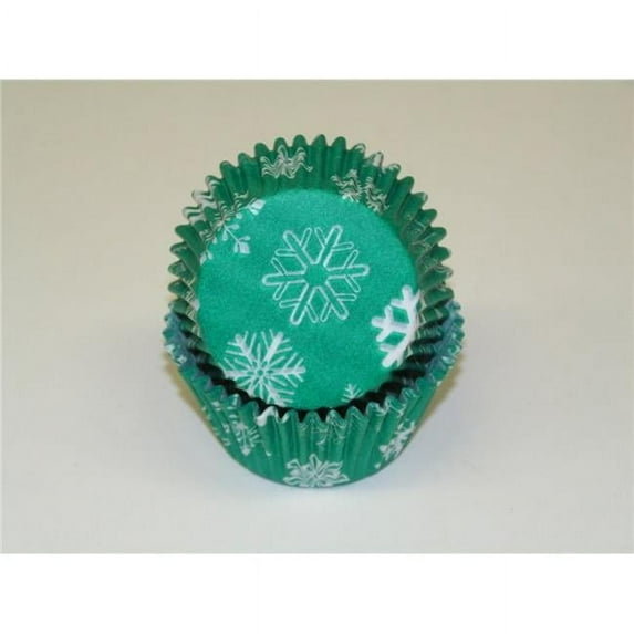 Viking -450C SNOWFLAKE GREEN 1.25 x 2 in. Greaseproof Baking Cup with Snowflake Design - Green- 1000 Piece