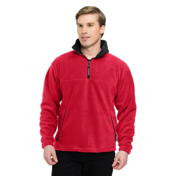 Viking 7550 Panda Fleece 1/4 Zip Pullover, Large, Red/Black
