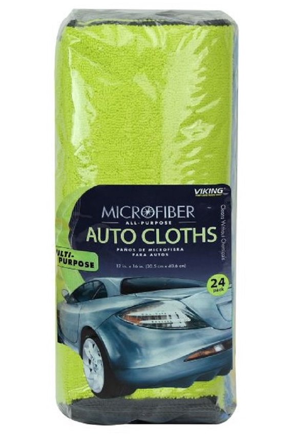 853400 Polyester Microfiber Auto Cleaning Towels Cloths, Assorted 24-Pcs.