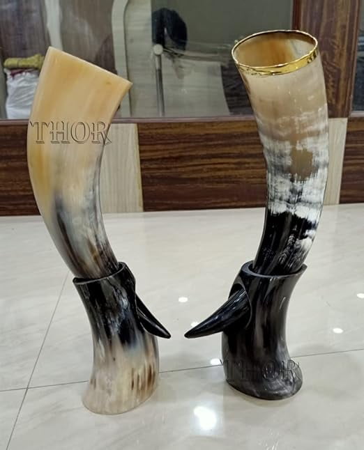 Viking African Drinking Horn Beer Mug Beer Mead Horn Curved with