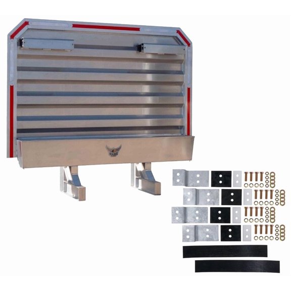 Viking Aluminum Headache Rack Kit - 68" x 80" Semi Truck Cab Rack with Side Mounting Kit, Full Tray, 2 Chain Hangers Holds 28 Chains 5000 Series Mirror Finish Sleeper Cab Rack