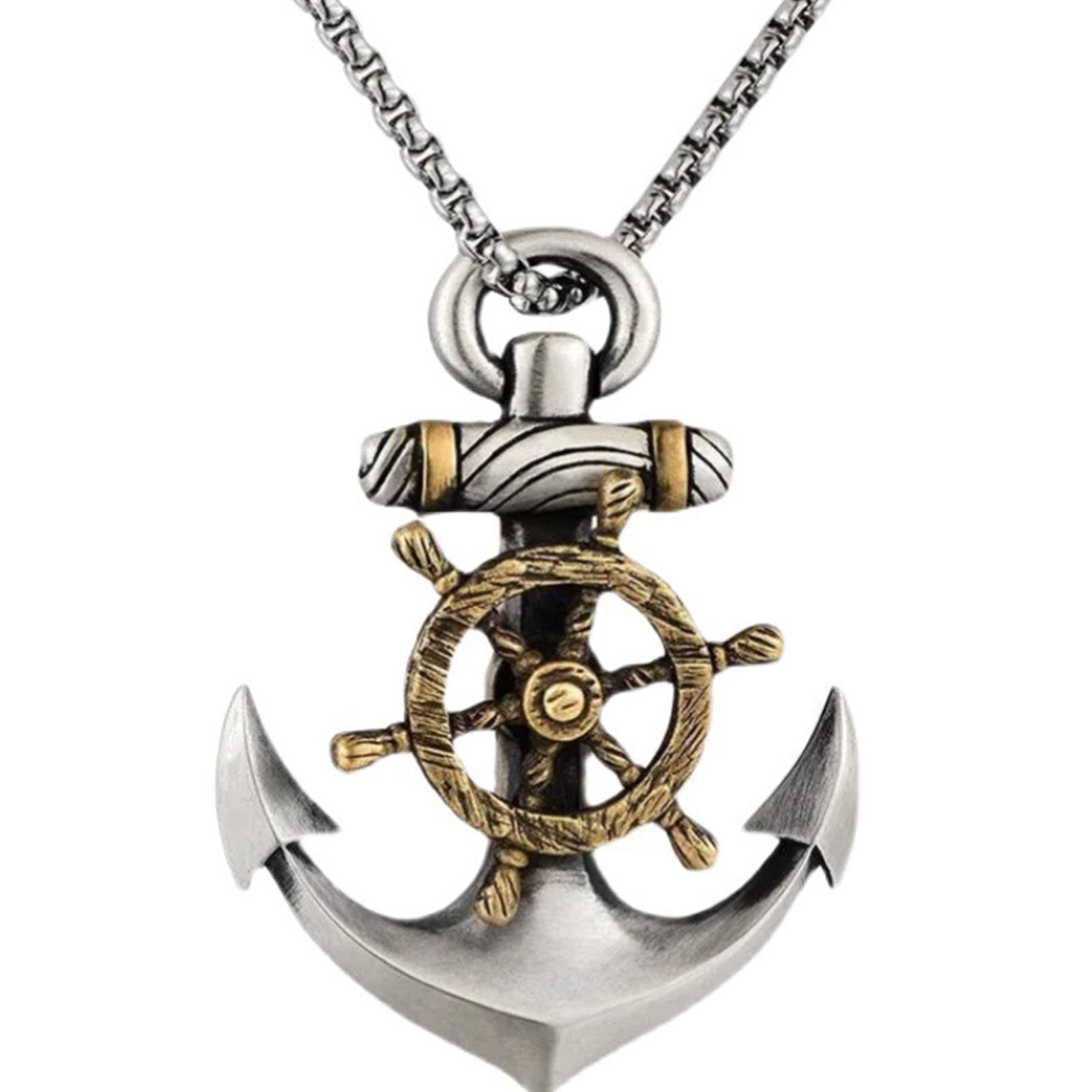 Viking Compass Necklace For Men - Stainless Steel Nautical Pendant With Chain