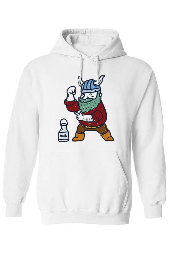Viking And Milk Hoodie Men -Image by Shutterstock, Male Small