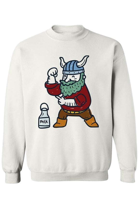 Viking And Milk. Sweatshirt Men -Image by Shutterstock, Male Large