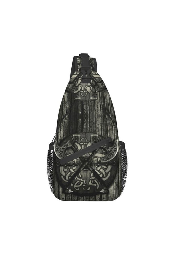 Viking Battle Shield Sling Crossbody Backpack Men Custom Vikings Valhalla Shoulder Chest Bag for Travel Hiking Daypack