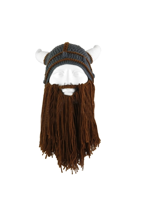 Viking Beard Beanie Knit Funny Hat and Removable Beard Cosplay Hats for Men