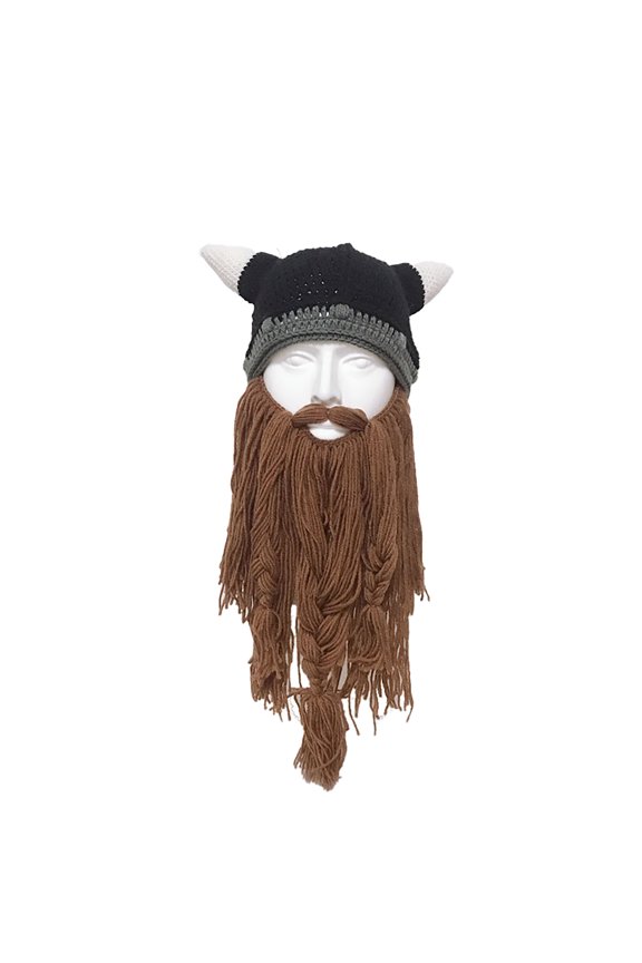 Viking Beard Beanie Knit Funny Hat and Removable Beard Funny Hats for Men
