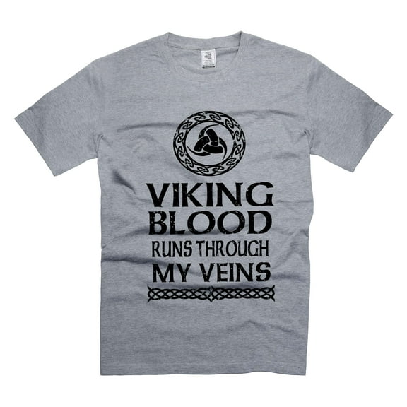 Viking Blood Runs Through My Veins Shirt Viking DNA Shirt Viking Patriotic Shirt Viking Blood Shirt (Small Grey)